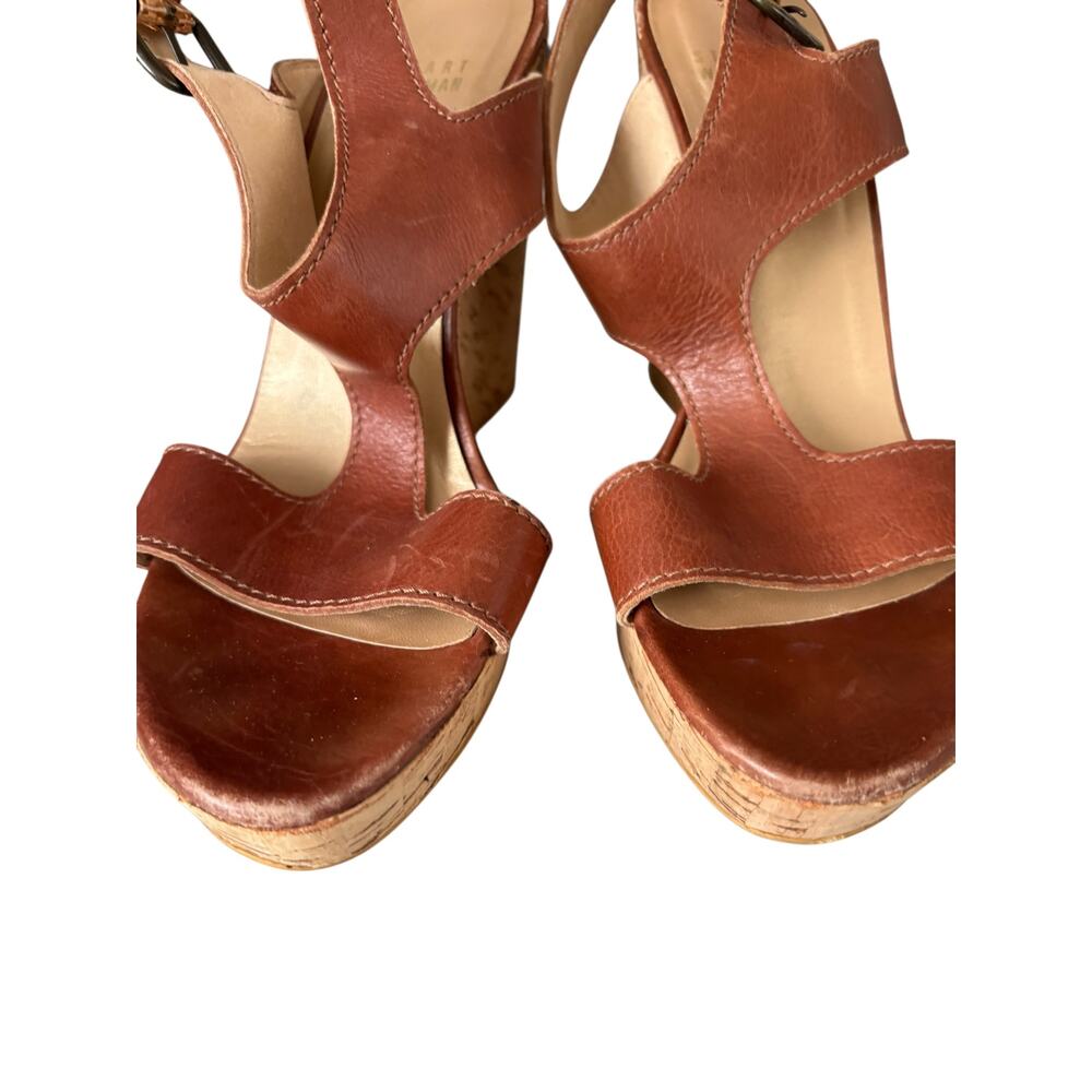 Stuart Weitzman Wedge Sandals Heels Size 7.5 M - Picture 3 of 15
